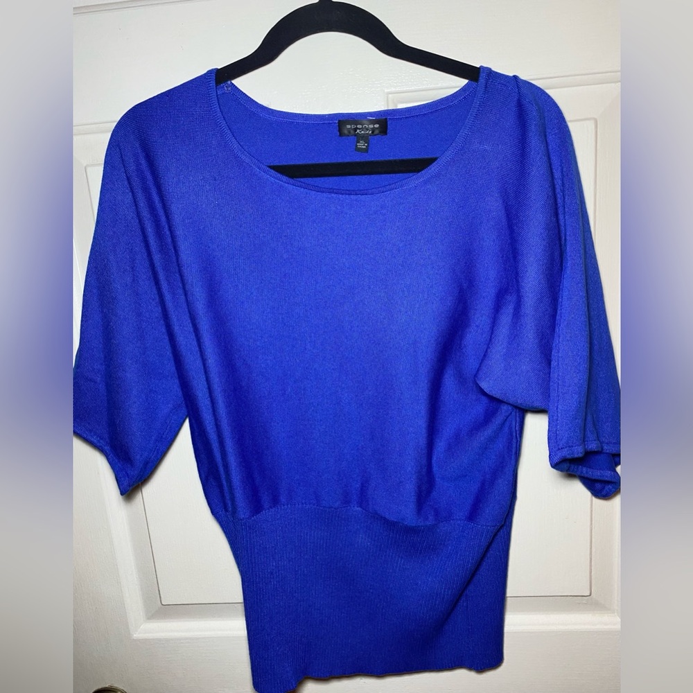 Spense Knits Women's XL Royal Blue‎ Short Sleeve Sweater Top